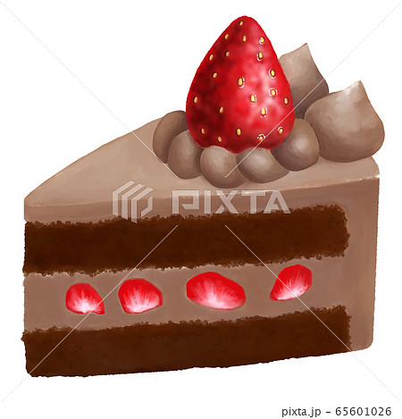 イラスト素材 ケーキ チョコケーキ 苺 水彩 のイラスト素材