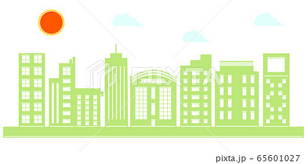 都会 街並み 風景 壁紙 緑 パターン 素材のイラスト素材