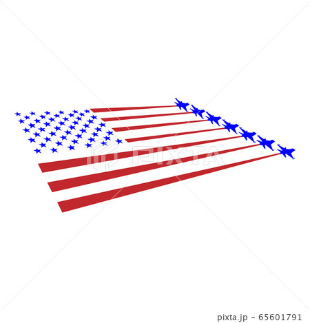 Flag USA and military planes take off from the Flag USA and military planes take off from the 65601791