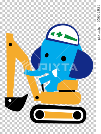 Construction site power shovel and elephant 65601983