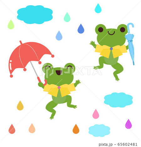 雨に喜ぶカエルのイラスト素材のイラスト素材 雨に喜ぶカエルのイラスト素材のイラスト素材