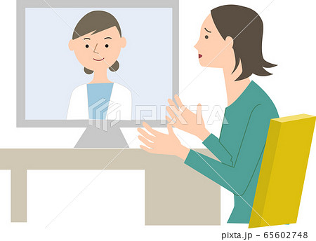 オンラインでカウンセリングを受ける女性ベクターのイラスト素材