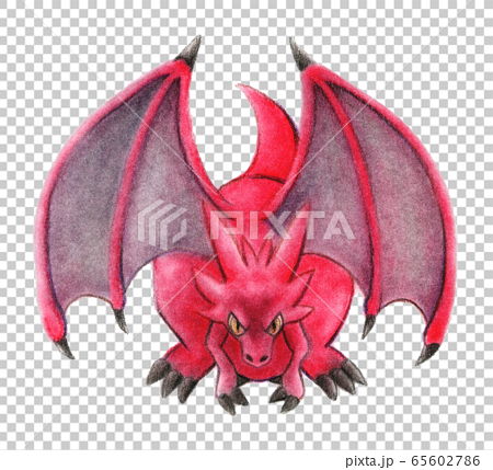 Red Dragon Sitting Facing The Front Stock Illustration