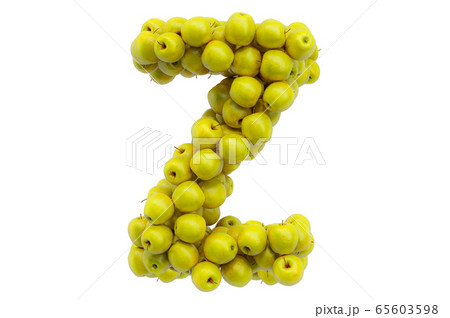 Letter Z from yellow apples, 3D rendering 65603598