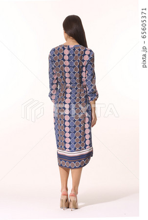 Indian business woman posing in blue formal dress full body isolated on white 65605371