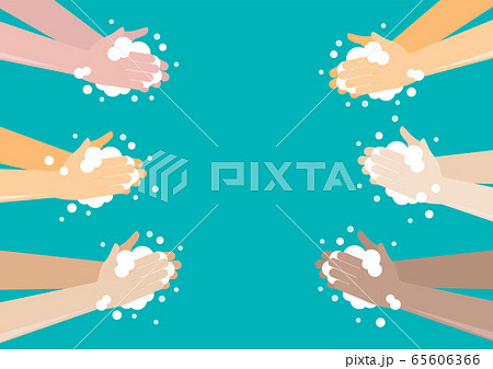 Peoples washing hands with soap Peoples washing hands with soap 65606366