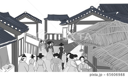 市場通り マーケットプレイス 朝鮮時代のイラスト素材