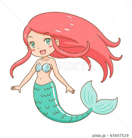 Cartoon character of cute mermaid girl. 65607529