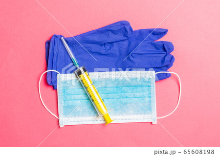 Top view of disposable surgical mask, pair of Top view of disposable surgical mask, pair of 65608198