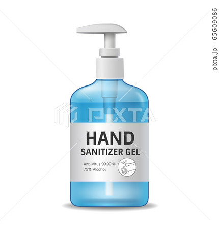 Alcohol sanitizer gel bottle, hand wash design isolated 65609086
