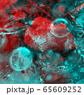 Red leaf is under teal turquoise water.  65609252