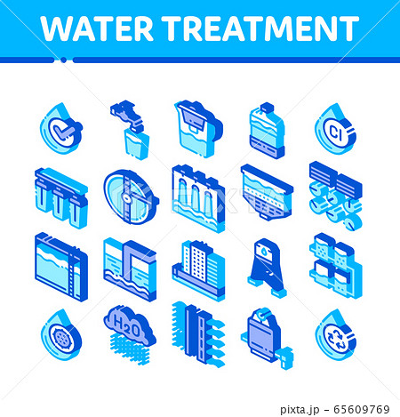 Water Treatment Items Vector Isometric Icons Set 65609769