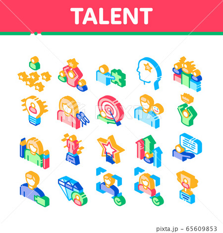 Human Talent Isometric Elements Icons Set Vector 65609853