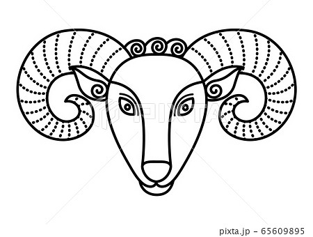 Aries Sign, Symbol of Ram or Mutton with Horns Aries Sign, Symbol of Ram or Mutton with Horns 65609895