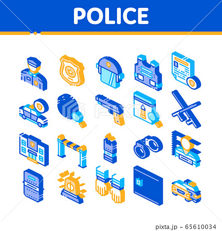 Police Department Isometric Icons Set Vector 65610034