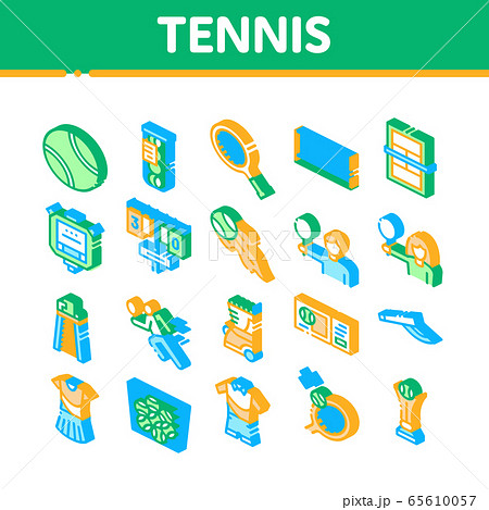 Tennis Game Equipment Isometric Icons Set Vector Tennis Game Equipment Isometric Icons Set Vector 65610057