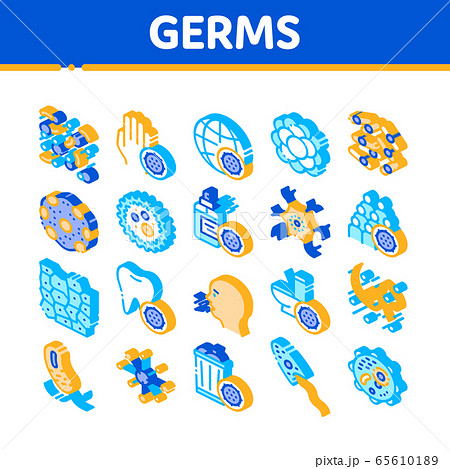 Bacteria Germs Vector Isometric Icons Set 65610189