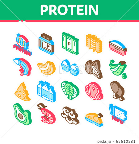 Protein Food Nutrition Isometric Icons Set Vector Protein Food Nutrition Isometric Icons Set Vector 65610531