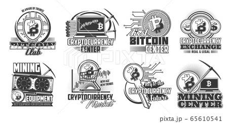 Bitcoin cryptocurrency mining vector icons 65610541