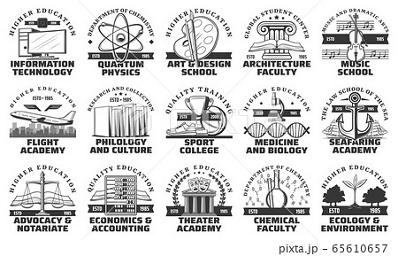 University, college and academy icons 65610657