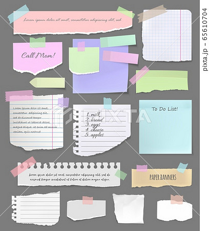 Torn paper sheet, pieces for notes and scrapbook 65610704