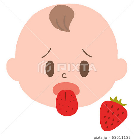 赤ちゃん いちご舌 川崎病のイラスト素材