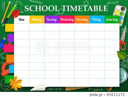 School Timetable Or Schedule Template Educationのイラスト素材