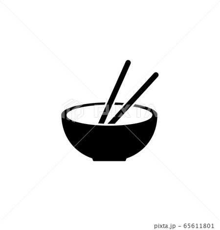 Chinese Plate with Chopsticks, Soup Flat Vector 65611801