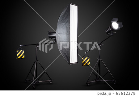 Photo studio lighting stands with flash and 65612279