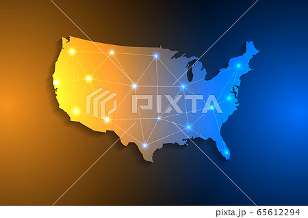 United States map on network connection, blue USA map, vector, illustration, eps file 65612294