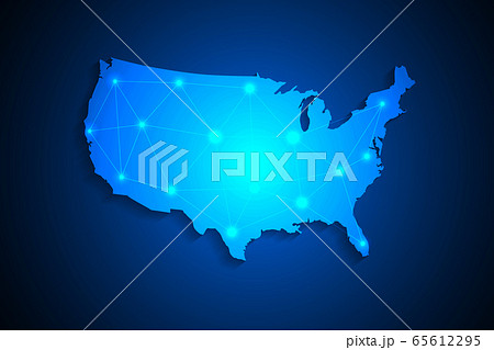 United States map on network connection, blue USA map, vector, illustration, eps file 65612295