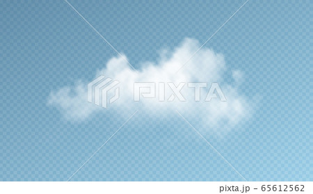 Transparent clouds isolated on blue background. Real transparency effect. Vector illustration 65612562