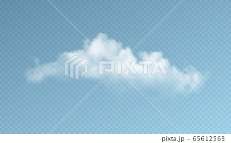 Transparent clouds isolated on blue background. Real transparency effect. Vector illustration 65612563