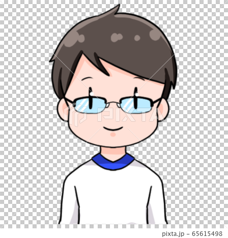 メガネの男の子 上半身のイラスト素材
