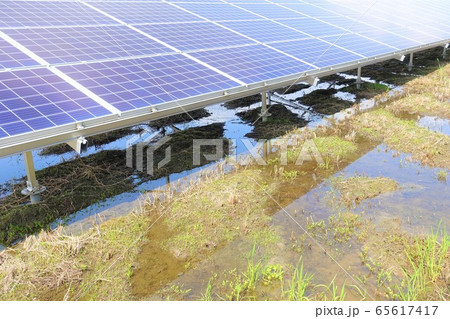雨が溜まった太陽光発電所 65617417