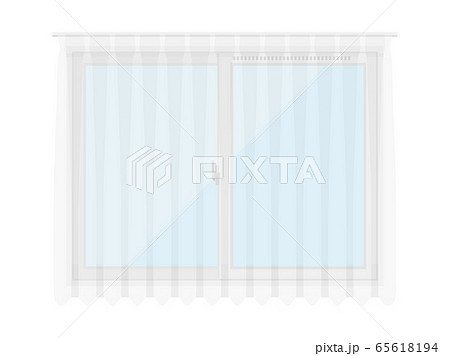 窓とレースカーテンのイラストのイラスト素材