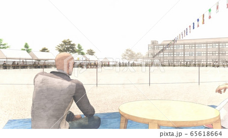 学校 運動会 一般 観客有り 建物有り イラスト45 学校 運動会 一般 観客有り 建物有り イラスト45 65618664