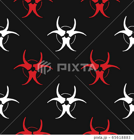 Biohazard symbol Seamless Pattern, Hand Drawn icon background. Vector illustration. 65618883