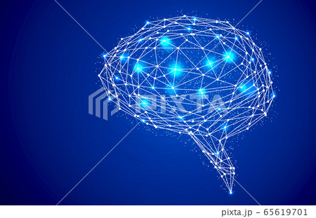 イラスト素材: 脳と人工知能ブルー、AI 65619701