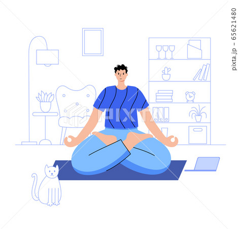 Yoga flat vector illustration. Healthy lifestyle 65621480