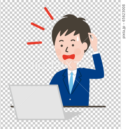 Surprised man in front of a PC - Stock Illustration [65623008] - PIXTA