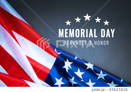 USA Memorial day and Independence day concept, United States of America flag on black background 65623816
