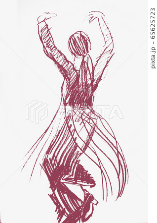 Sketch woman dancing flamenco. 65625723