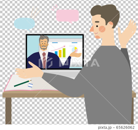 テレワーク　ウェブミーティング　ベクター 65626062