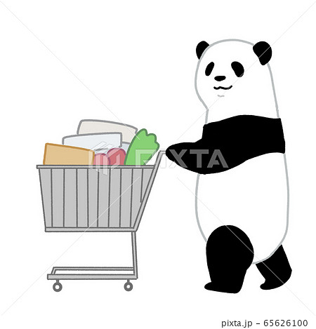 お買物するパンダのイラスト素材