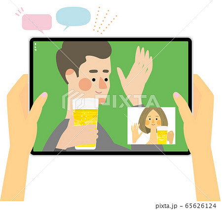 オンライン飲み会　ベクター　イラスト 65626124