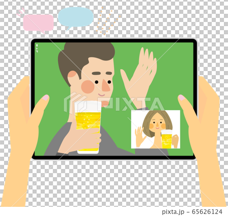 オンライン飲み会　ベクター　イラスト 65626124