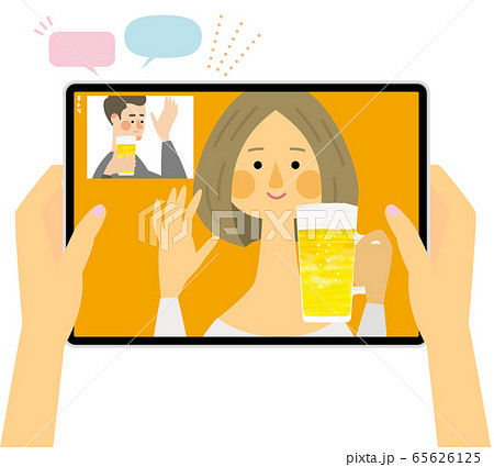 オンライン飲み会　ベクター　イラスト 65626125