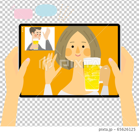 オンライン飲み会　ベクター　イラスト 65626125