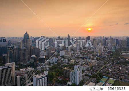 Aerial view of Sathorn district, Bangkok Downtown 65626323